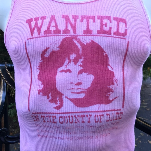 Jim Morrison WANTED inspired ribbed graffiti soft tank top M unisex - Picture 1 of 9